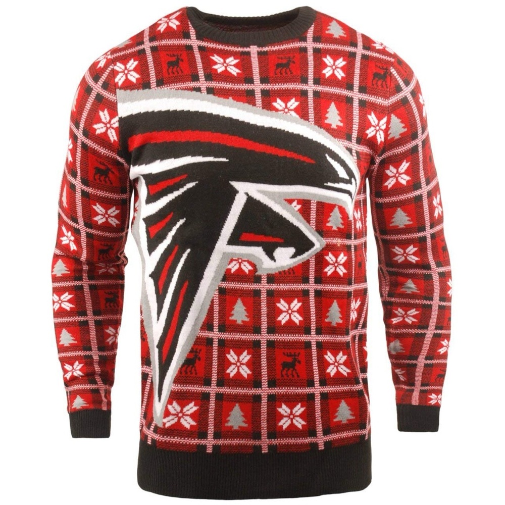 NFL Atlanta Falcons Red and Black Crewneck Sweater